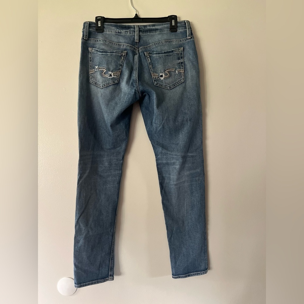 Silver Jeans Blue Boyfriend Distressed Denim - Picture 5 of 7